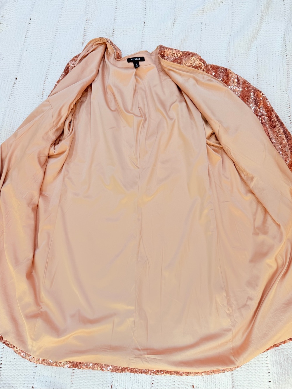 Torrid Women’s Sequin Open Front Duster Cardigan Rose Gold Size 4 - Picture 13 of 16